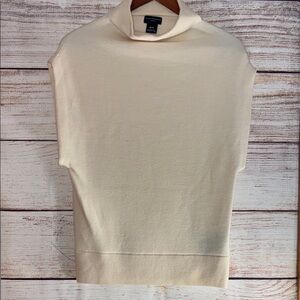 EUC Club Monica  XS Cream Sleeveless Turtleneck Merino Mix Sweater
